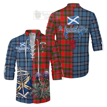 Butter Tartan Ghillie Kilt Shirt Happy St. Andrew's Day Half Tartan Style Men - Tartan Vibes Clothing