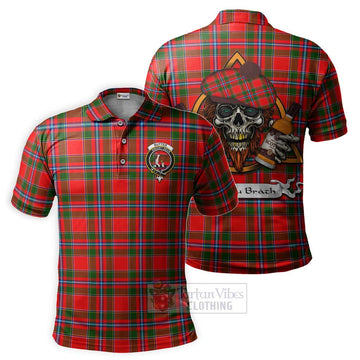 Butter Tartan Polo Shirt with Family Crest and Bearded Skull Holding Bottles of Whiskey Kid - Tartan Vibes Clothing