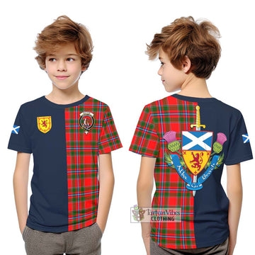 Butter Tartan Kid T-Shirt Alba with Scottish Lion Royal Arm Half Style Youth XL Size14 - Tartan Vibes Clothing