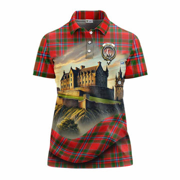 Butter Tartan Family Crest Women's Polo Shirt with Scottish Ancient Castle Style Women - Tartan Vibes Clothing