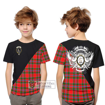 Butter Tartan Kid T-Shirt with Family Crest and Military Logo Style Youth XL Size14 - Tartan Vibes Clothing