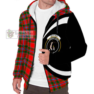 Butter Tartan Sherpa Hoodie with Family Crest Circle Style Unisex S - Tartan Vibes Clothing
