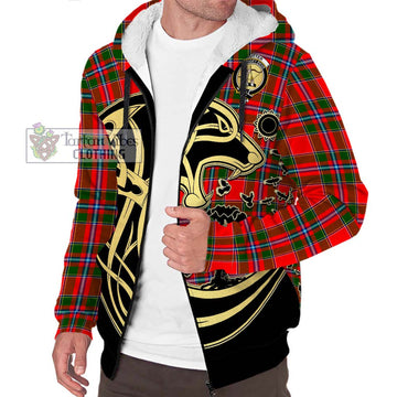 Butter Tartan Sherpa Hoodie with Family Crest Celtic Wolf Style Unisex S - Tartan Vibes Clothing