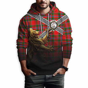 Butter Crest Tartan Hoodie with Golden Lion Emblem Celtic Style Pullover Hoodie - Tartan Vibes Clothing