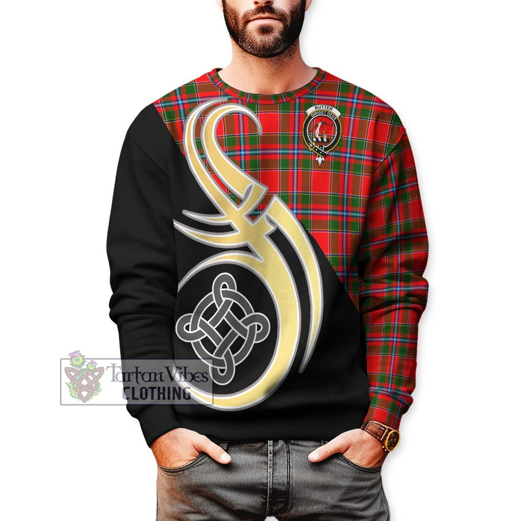 Butter Tartan Sweatshirt with Family Crest and Celtic Symbol Style Unisex - Tartan Vibes Clothing