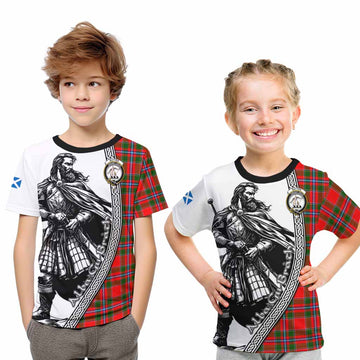 Butter Tartan Clan Crest Kid T-Shirt with Highlander Warrior Celtic Style Youth XL Size14 - Tartan Vibes Clothing