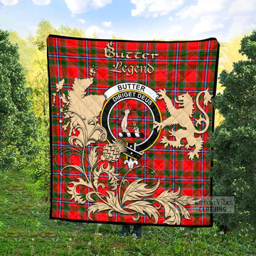 Tartan Vibes Clothing Butter Tartan Quilt with Family Crest and Scottish Symbol Style