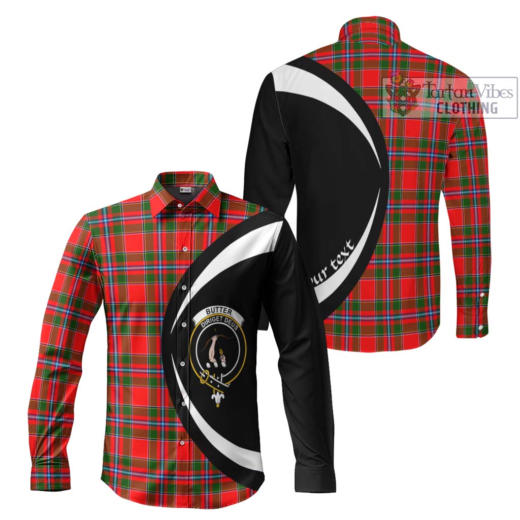 Butter Tartan Long Sleeve Button Up with Family Crest Circle Style Men's Shirt S - Tartan Vibes Clothing