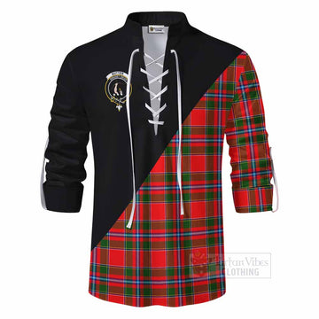 Butter Tartan Ghillie Kilt Shirt with Family Crest and Military Logo Style - Tartan Vibes Clothing