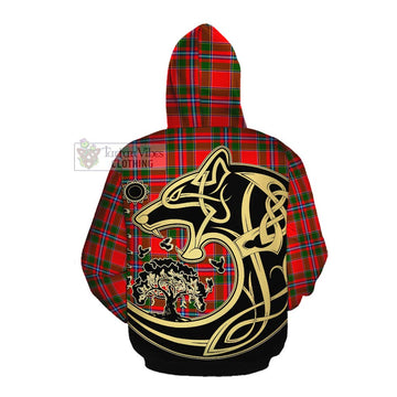 Butter Tartan Cotton Hoodie with Family Crest Celtic Wolf Style Pullover Hoodie - Tartan Vibes Clothing