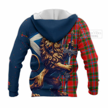 Butter Tartan Family Crest Knitted Hoodie with Scottish Majestic Lion - Tartan Vibes Clothing