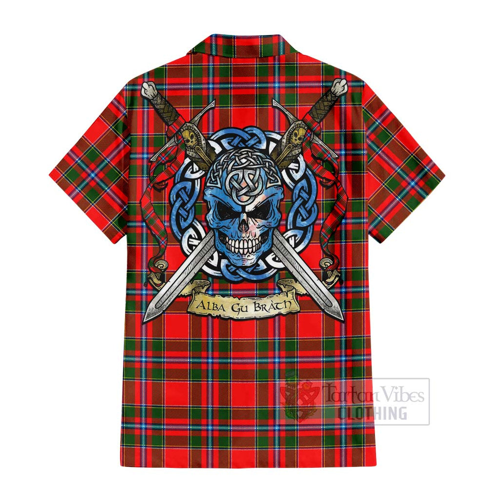 Butter Tartan Hawaiian Shirt with Family Crest Celtic Skull Style - Tartan Vibes Clothing