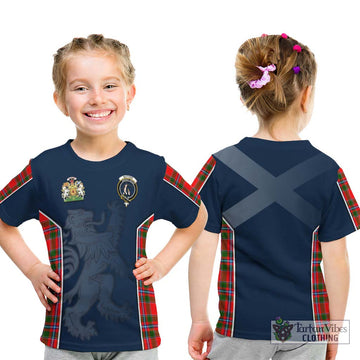 Butter Tartan Kid T-Shirt with Family Crest and Lion Rampant Vibes Sport Style - Tartan Vibes Clothing