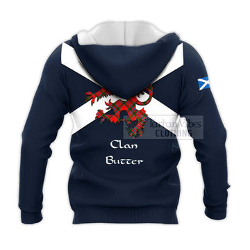 Butter Tartan Lion Rampant Knitted Hoodie Proudly Display Your Heritage with Alba Gu Brath and Clan Name - Tartan Vibes Clothing