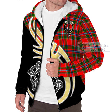 Butter Tartan Sherpa Hoodie with Family Crest and Celtic Symbol Style - Tartan Vibes Clothing