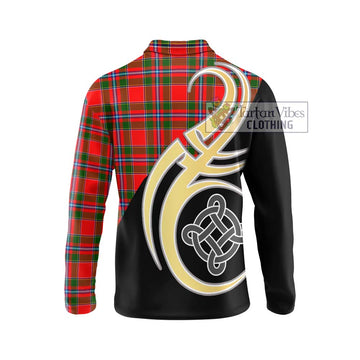 Butter Tartan Long Sleeve Polo Shirt with Family Crest and Celtic Symbol Style - Tartan Vibes Clothing
