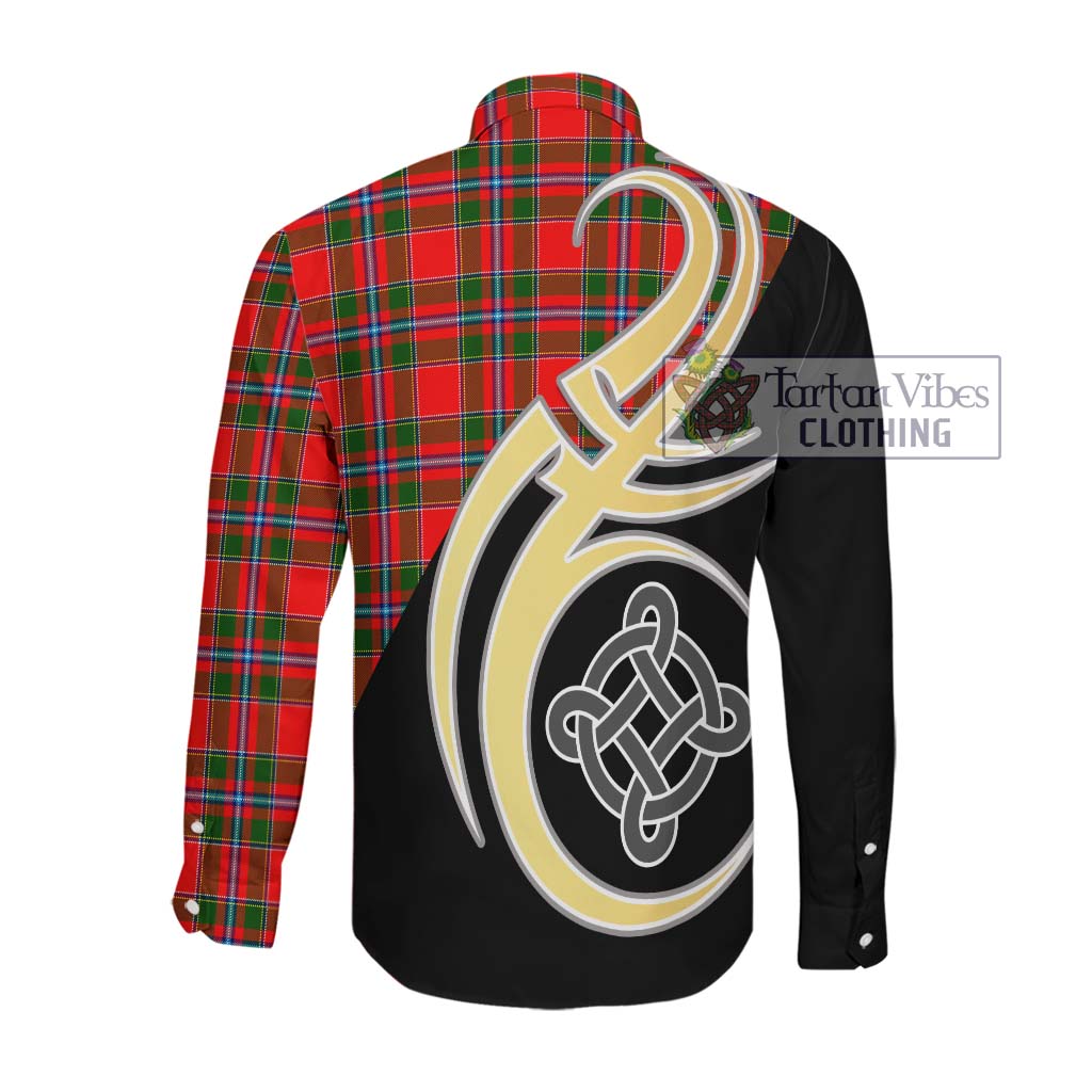 Butter Tartan Long Sleeve Button Shirt with Family Crest and Celtic Symbol Style Men's Shirt - Tartan Vibes Clothing