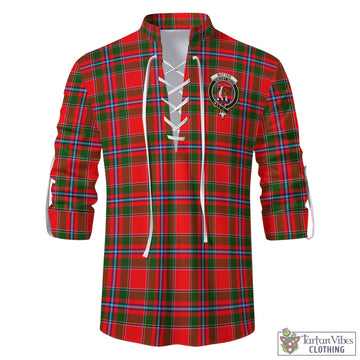 Butter Tartan Men's Scottish Traditional Jacobite Ghillie Kilt Shirt with Family Crest
