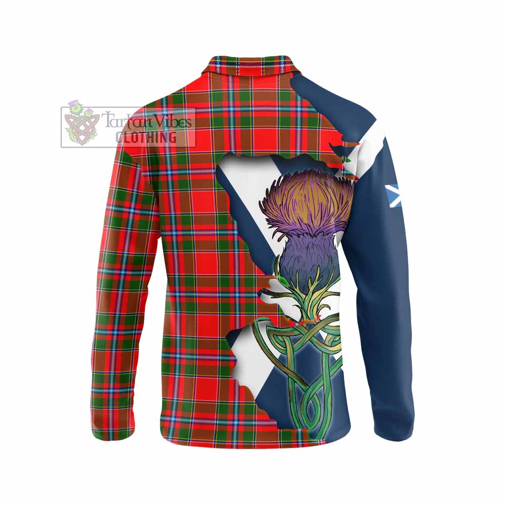 Tartan Vibes Clothing Butter Tartan Family Crest Long Sleeve Polo Shirt Scottish Thistle Celtic Inspired