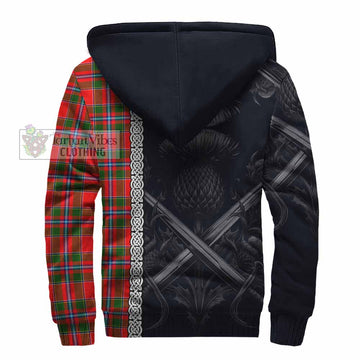 Butter Tartan Sherpa Hoodie with Family Crest Cross Sword Thistle Celtic Vibes - Tartan Vibes Clothing