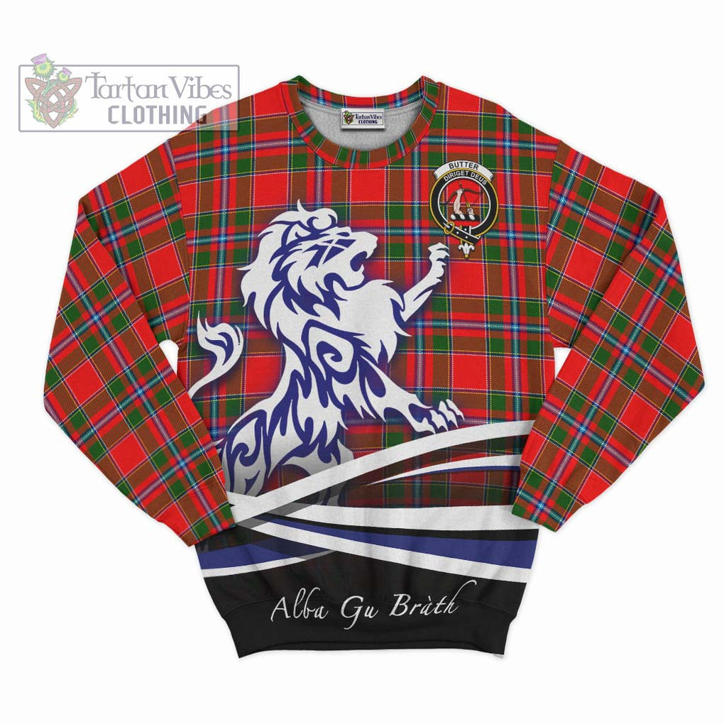 Butter Tartan Sweatshirt with Alba Gu Brath Regal Lion Emblem - Tartan Vibes Clothing