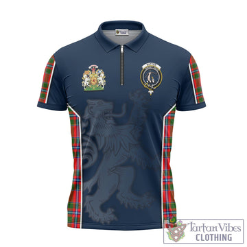 Butter Tartan Zipper Polo Shirt with Family Crest and Lion Rampant Vibes Sport Style