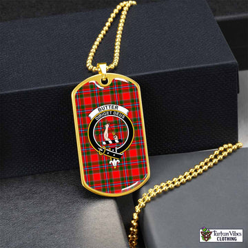 Butter Tartan Dog Tag Necklace with Family Crest Gold No - Tartan Vibes Clothing