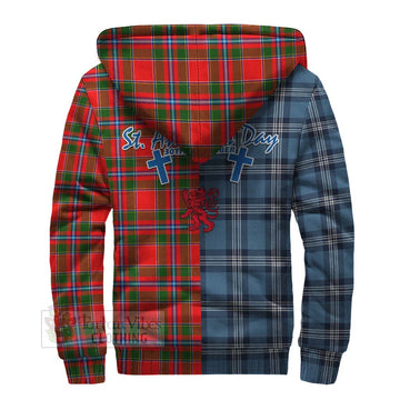 Butter Tartan Sherpa Hoodie Happy St. Andrew's Day Half Tartan Style - Tartan Vibes Clothing