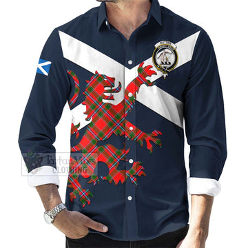 Butter Tartan Lion Rampant Long Sleeve Button Shirt Proudly Display Your Heritage with Alba Gu Brath and Clan Name Men's Shirt - Tartan Vibes Clothing