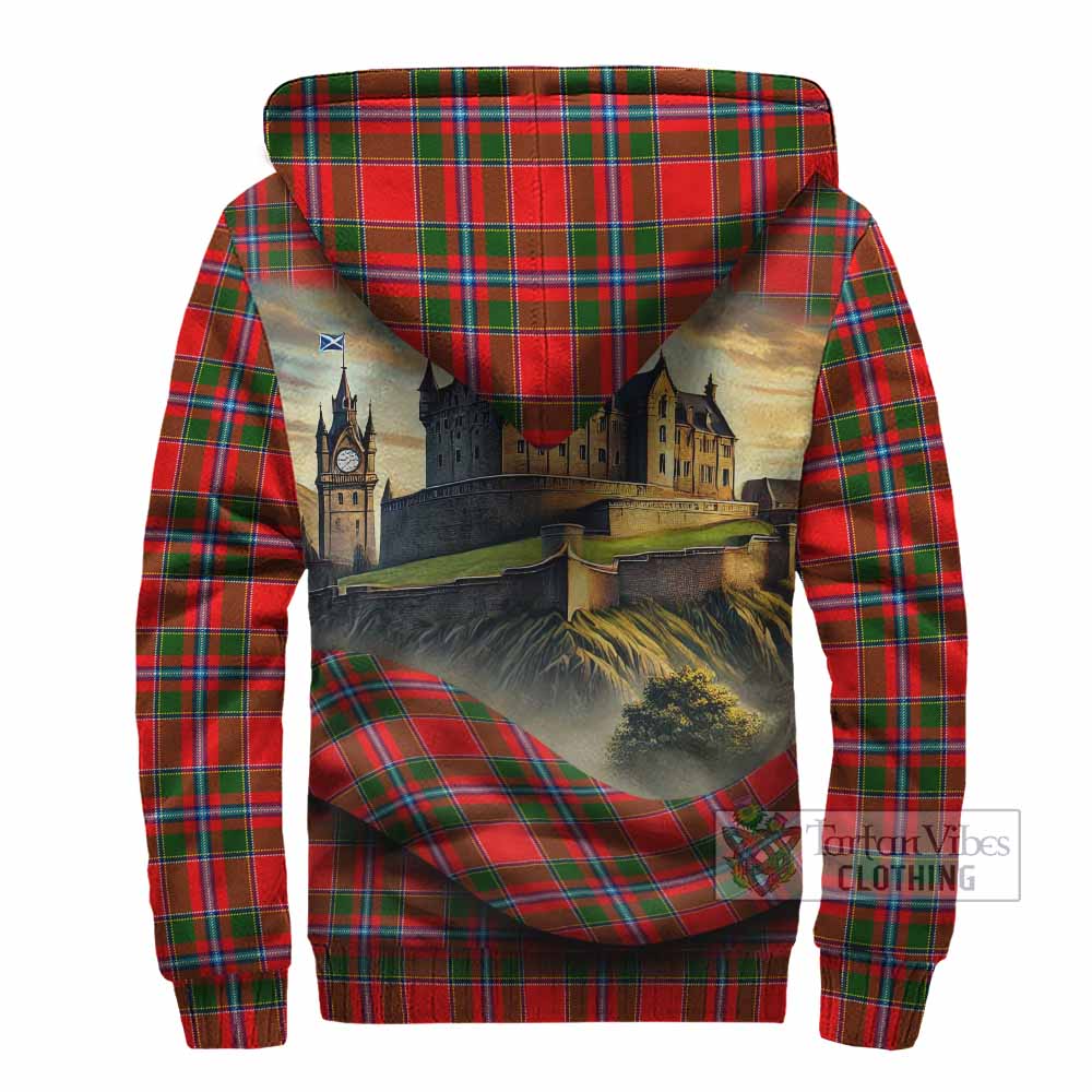 Butter Tartan Family Crest Sherpa Hoodie with Scottish Ancient Castle Style - Tartan Vibes Clothing