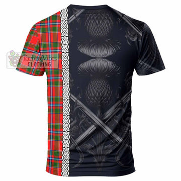 Butter Tartan T-Shirt with Family Crest Cross Sword Thistle Celtic Vibes - Tartan Vibes Clothing