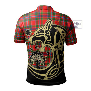 Butter Tartan Polo Shirt with Family Crest Celtic Wolf Style - Tartan Vibes Clothing