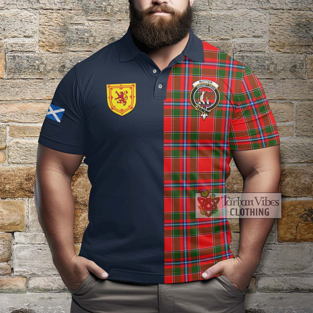 Butter Tartan Polo Shirt Alba with Scottish Lion Royal Arm Half Style - Tartan Vibes Clothing