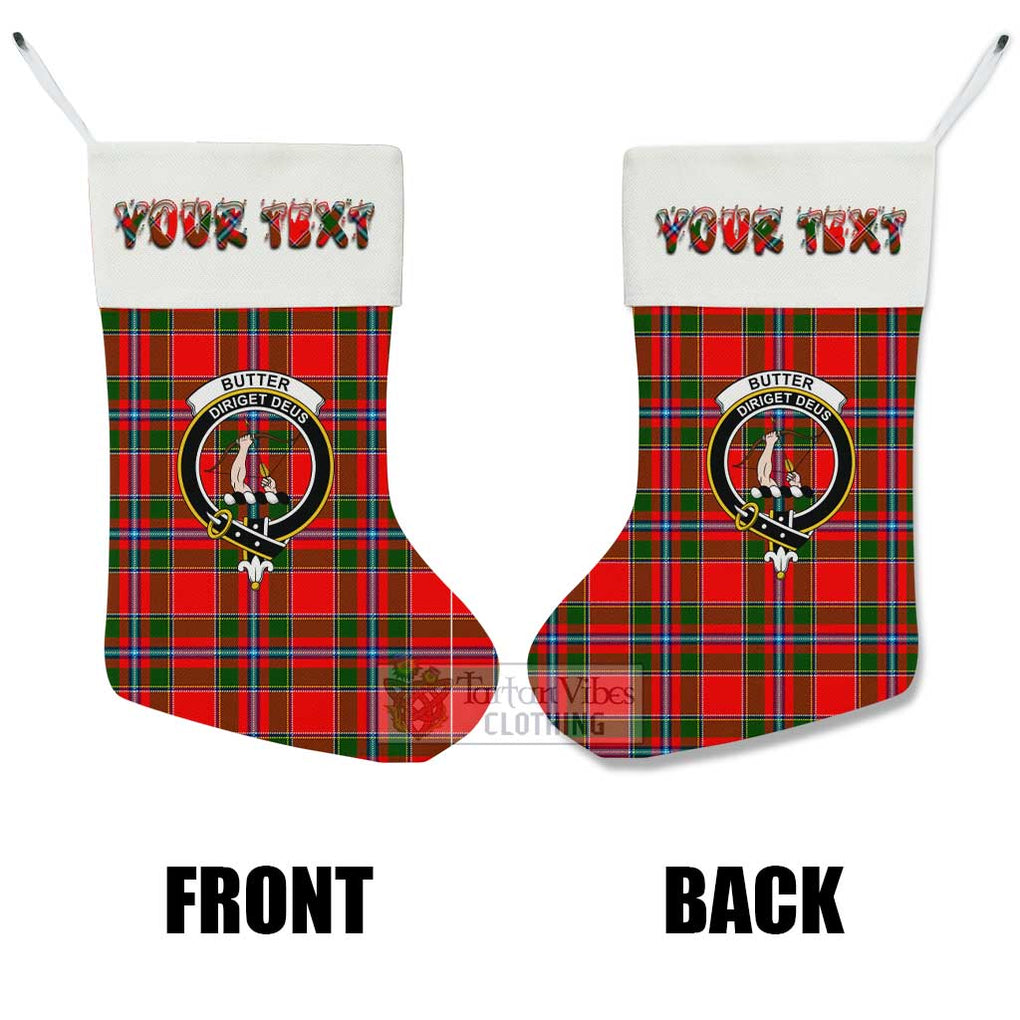 Butter Tartan Family Crest Christmas Stocking with Personalized Text - Tartan Vibes Clothing