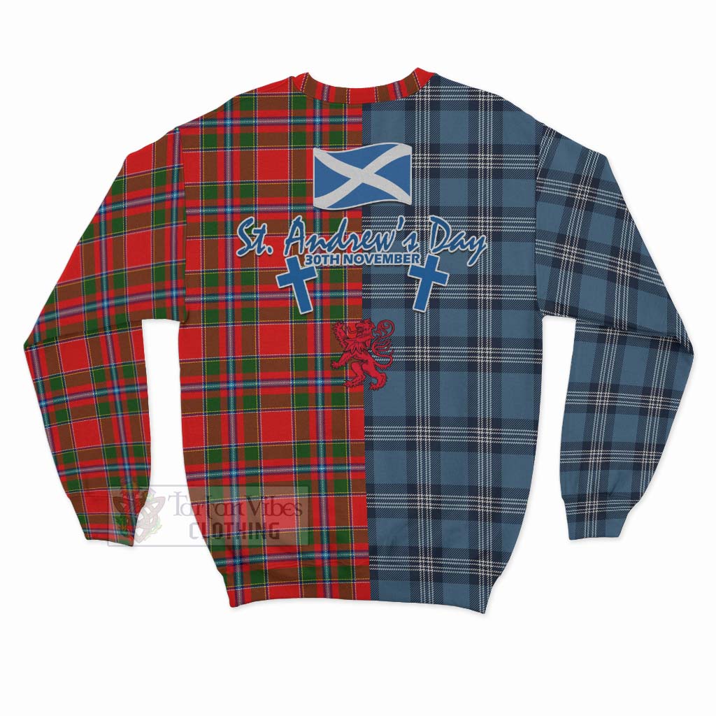 Butter Tartan Sweatshirt Happy St. Andrew's Day Half Tartan Style - Tartan Vibes Clothing