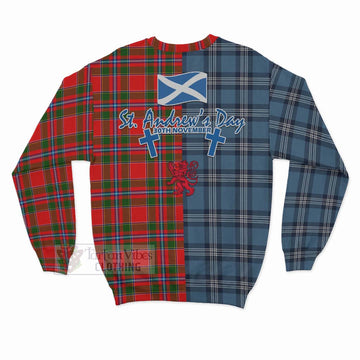 Butter Tartan Sweatshirt Happy St. Andrew's Day Half Tartan Style - Tartan Vibes Clothing