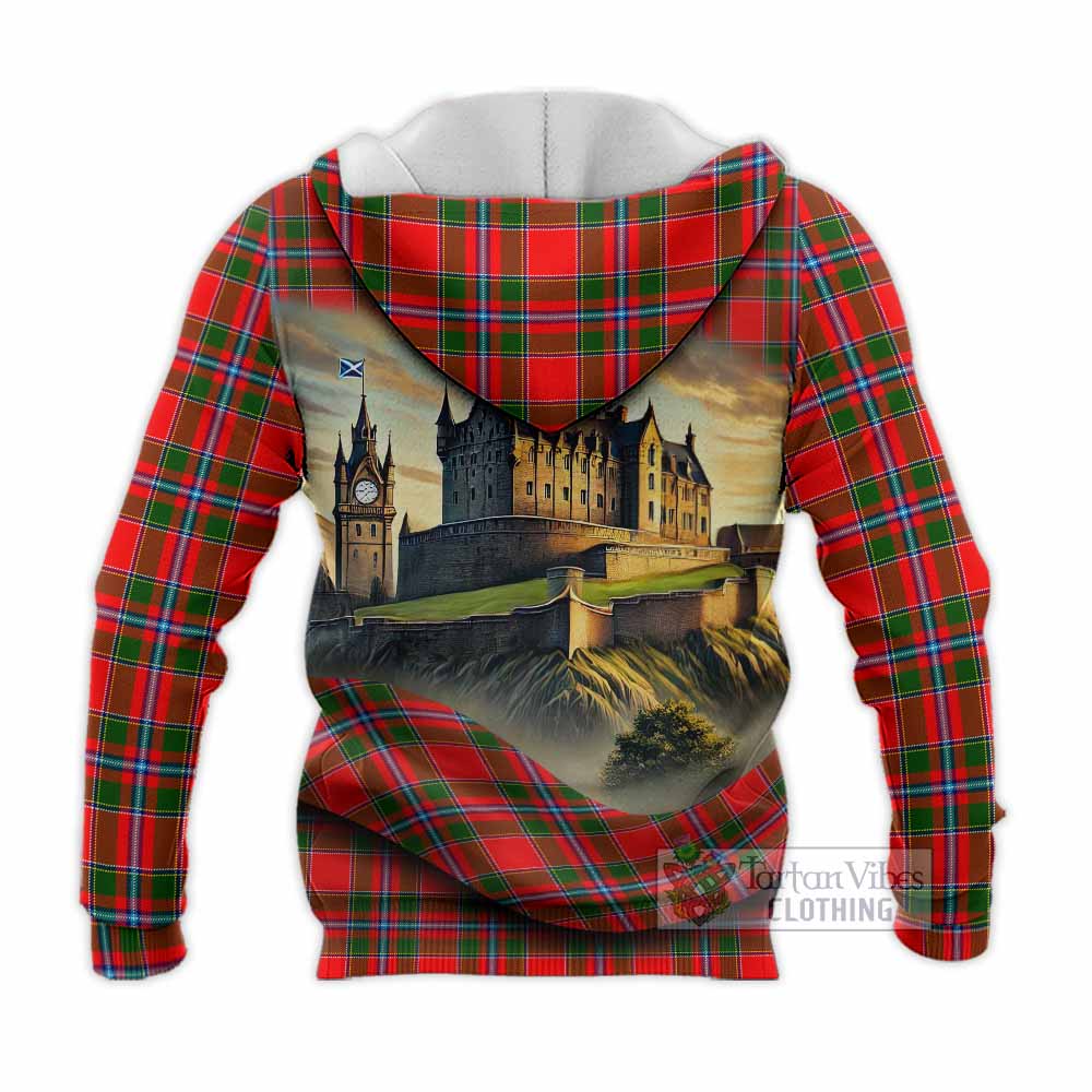 Butter Tartan Family Crest Knitted Hoodie with Scottish Ancient Castle Style - Tartan Vibes Clothing