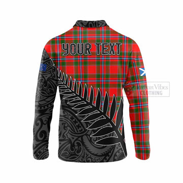 Butter Crest Tartan Long Sleeve Polo Shirt with New Zealand Silver Fern Half Style - Tartan Vibes Clothing
