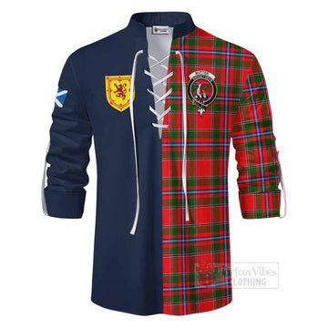Butter Tartan Ghillie Kilt Shirt Alba with Scottish Lion Royal Arm Half Style - Tartan Vibes Clothing