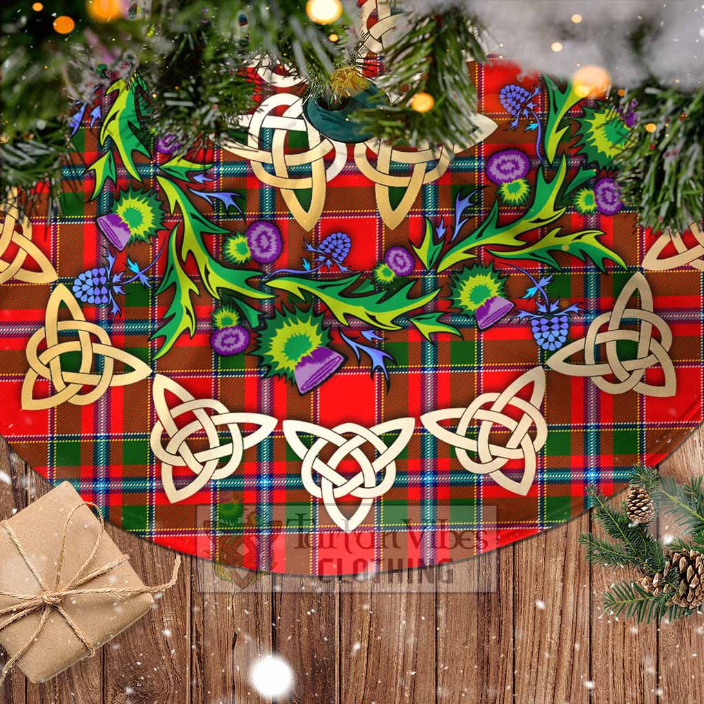 Butter Tartan Christmas Tree Skirt with Thistle Celtic Knot Style - Tartan Vibes Clothing