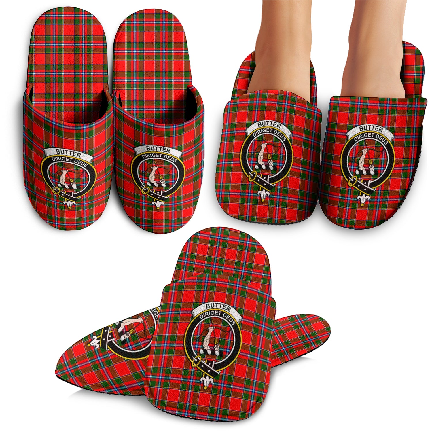 Butter Tartan Home Slippers with Family Crest - Tartan Vibes Clothing