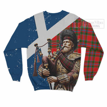 Butter Tartan Sweatshirt with Family Crest Scottish Bagpiper Vibes - Tartan Vibes Clothing