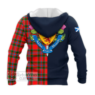 Butter Tartan Knitted Hoodie Alba with Scottish Lion Royal Arm Half Style - Tartan Vibes Clothing