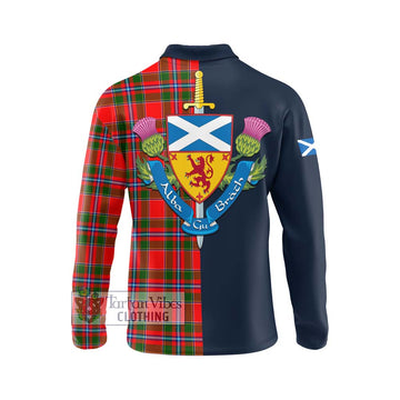 Butter Tartan Long Sleeve Polo Shirt Alba with Scottish Lion Royal Arm Half Style - Tartan Vibes Clothing