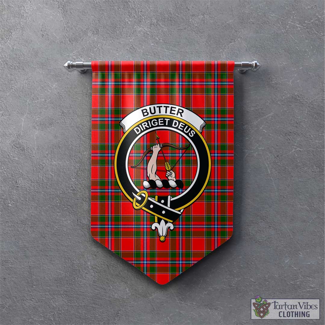 Tartan Vibes Clothing Butter Tartan Gonfalon, Tartan Banner with Family Crest
