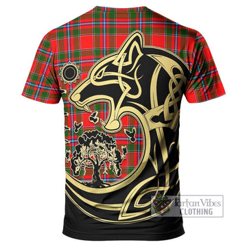 Butter Tartan T-Shirt with Family Crest Celtic Wolf Style - Tartan Vibes Clothing