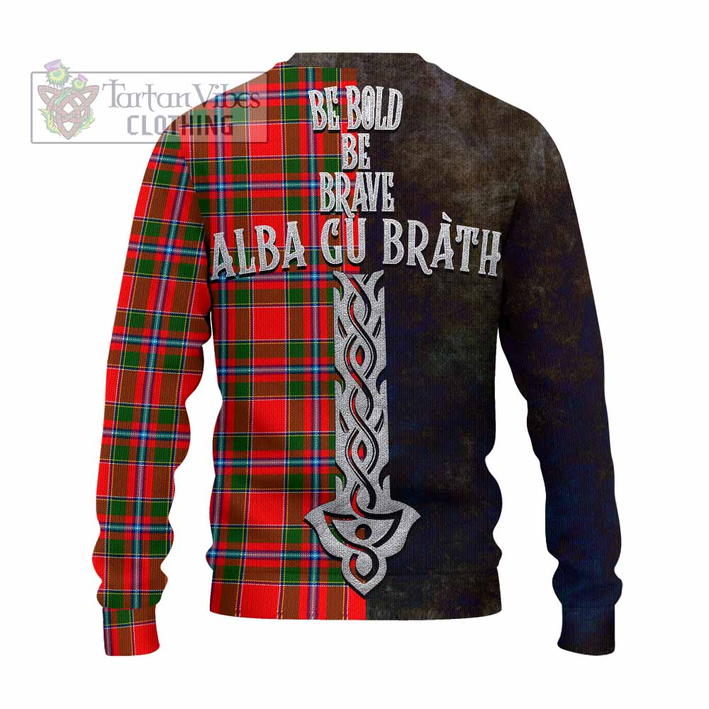 Butter Tartan Family Crest Knitted Sweater Alba Gu Brath Be Brave Lion Ancient Style - Tartan Vibes Clothing