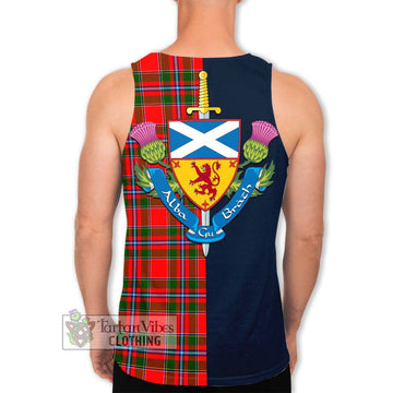 Butter Tartan Men's Tank Top Alba with Scottish Lion Royal Arm Half Style - Tartan Vibes Clothing
