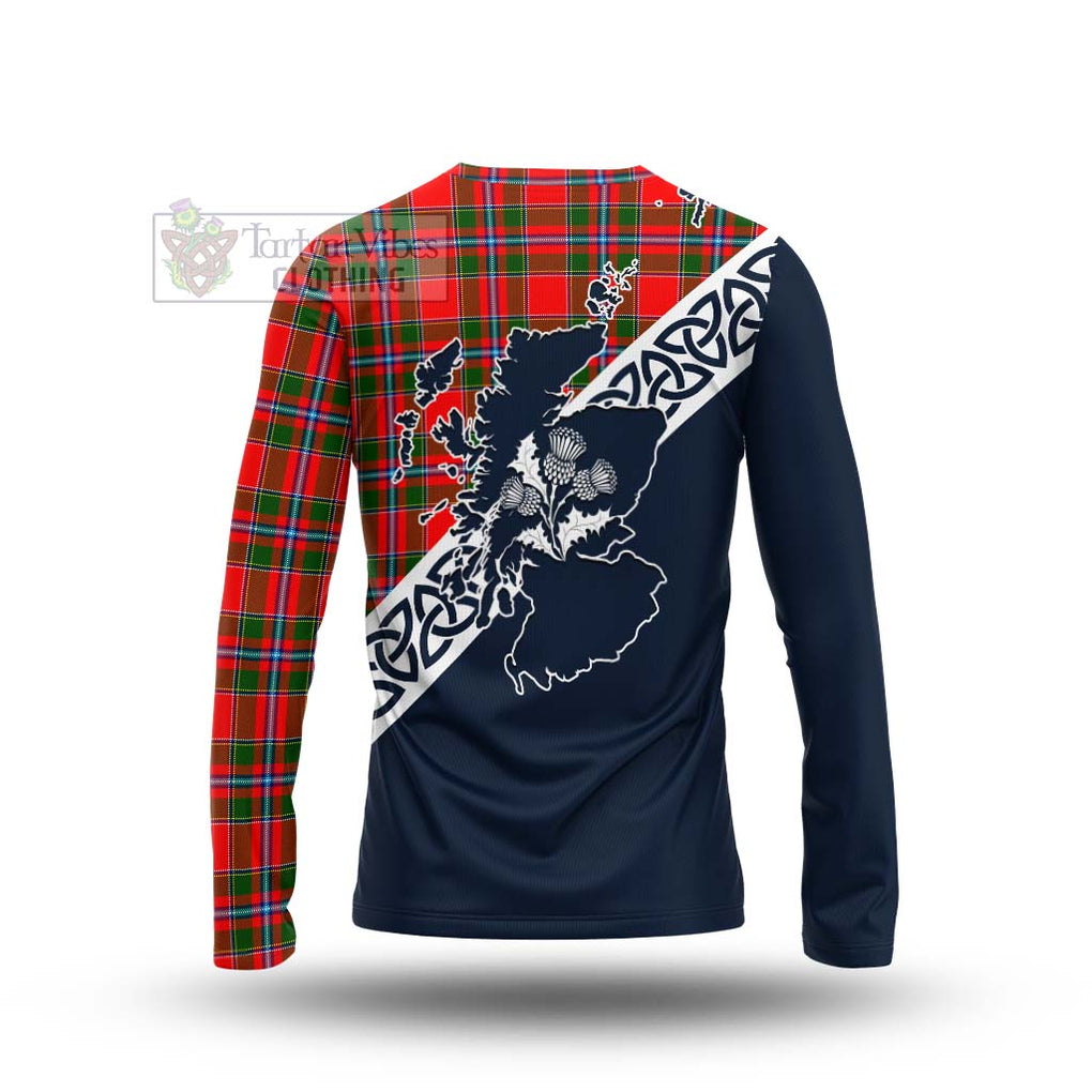 Butter Tartan Long Sleeve T-Shirt Featuring Thistle and Scotland Map - Tartan Vibes Clothing