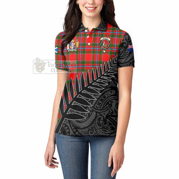 Butter Crest Tartan Women's Polo Shirt with New Zealand Silver Fern Half Style - Tartan Vibes Clothing